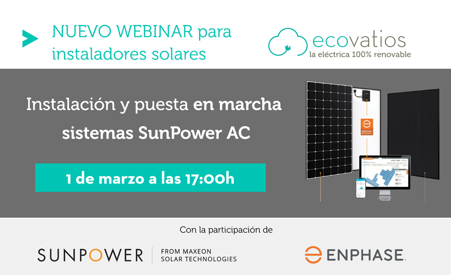 ecovatios lanza un nuevo webinar centrado en la instalación y puesta en marcha del sistema SunPower AC